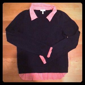 Cashmere Blend Joie Sweater Collared Shirt Detail